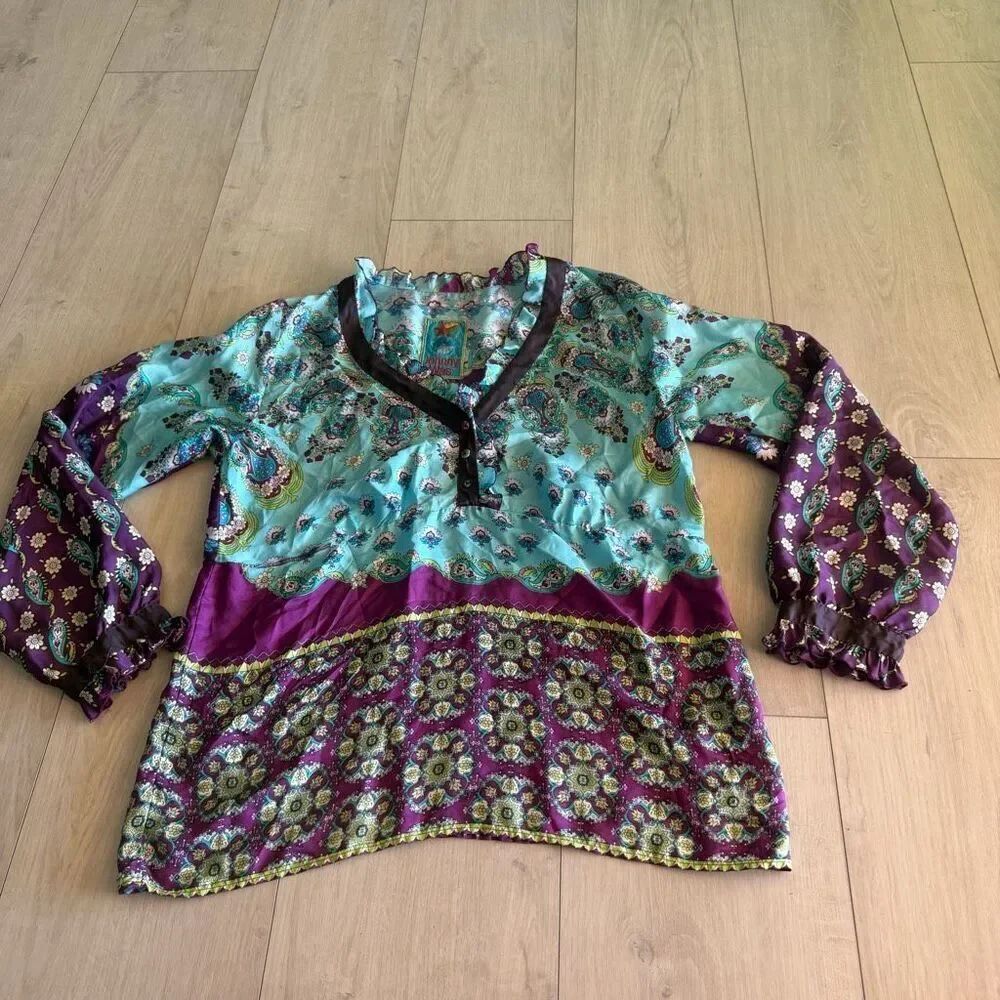 Johnny Was 100% silk paisley tunic size M